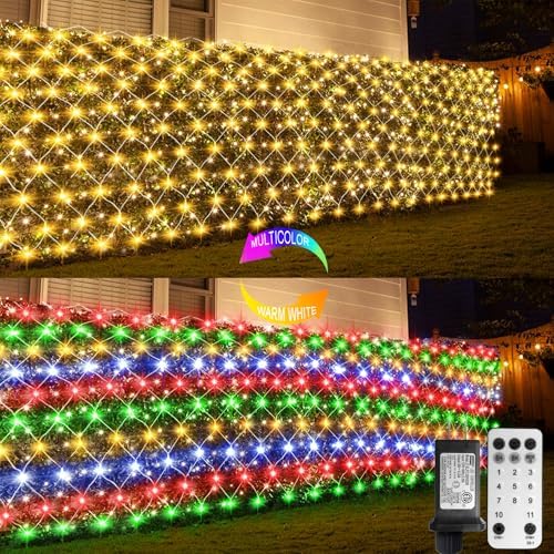 Dual Color Changing Net Lights 20x6.6ft Christmas Lights with Remote Timer by ZAIYW