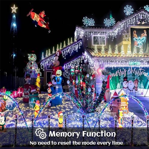 33ft Icicle Christmas Lights Outdoor 400LEDs 75 Drops White String Lights - Image 3