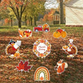 9 pcs Thanksgiving Yard Signs with Stakes, Maple Turkey Pumpkin Squirrel Lawn Signs Harvest Garden, Fall Autumn, Thanksgiving, Harvest Party Outdoor Decorations by GRADUATIONDECORATIONS