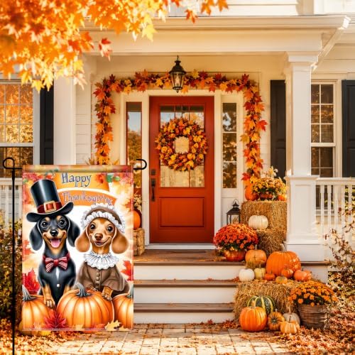 BlissYard Fall Dachshund Lady Gent Garden Flag 12x18 Inch Outdoor Decor - Image 6