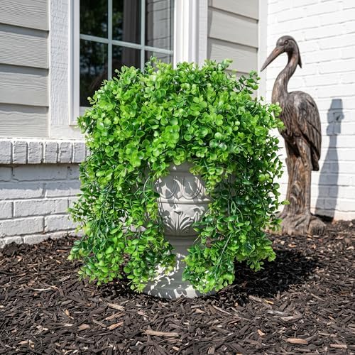 Faux Outdoor Plants Fake Hanging Plants for Outdoors Outside Decorations, 2 Pcs Green Faux Eucalyptus Hanging Vine Realistic UV Resistant Artificial Greenery for Planters Porch Garden Yard Patio - Image 4