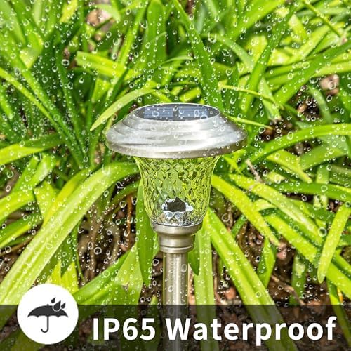 GIGALUMI Metal & Glass Solar Lights Outdoor, 8 Pack LED Garden Lights - Image 5