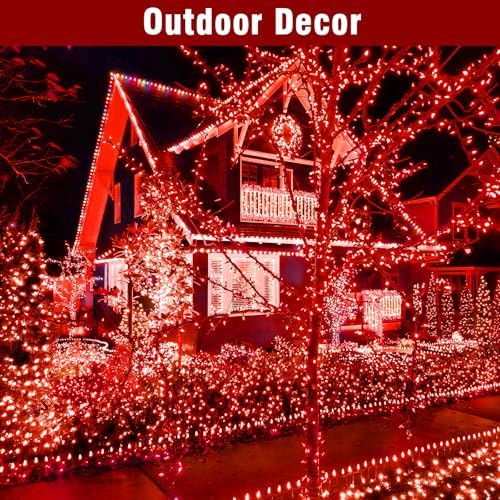 Nisocy 400FT Red Christmas String Lights with Remote, Green Wire LED Mini Lights, 8 Modes, Timer, Plug-in Indoor Outdoor Lights for Large Trees, Fences, Valentine’s Day, Halloween and Christmas Decor - Image 5