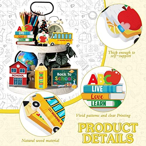 Tradder 6pcs Back to School Table Decorations Back School Tiered Tray Decor - Image 5