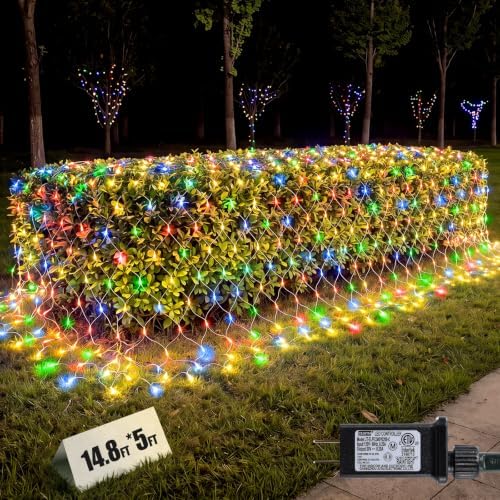14.8x5FT Christmas Net Lights Outdoor Plug in with 8 Modes by HEYCOLOR