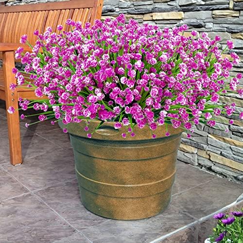 Ouddy Decor 12 Bundles Artificial Flowers for Outdoors Decorations, Fuchsia - Image 5