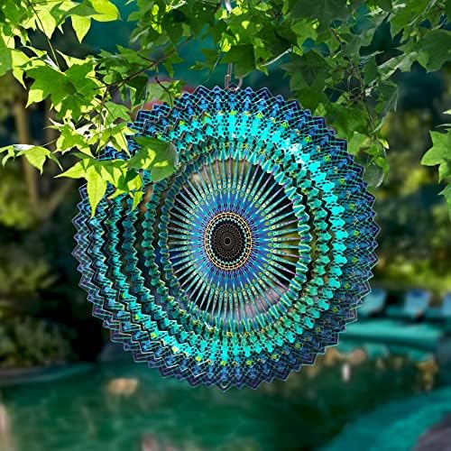 FONMY Stainless Steel Wind Spinner Mandala Starry Sky 6 inch 3D Stainless Steel Laser Cut Metal Art Geometric Pattern - Hanging Wind Spinner Kinetic Yard Art Decorations - Indoor/Outdoor Décor - Image 3