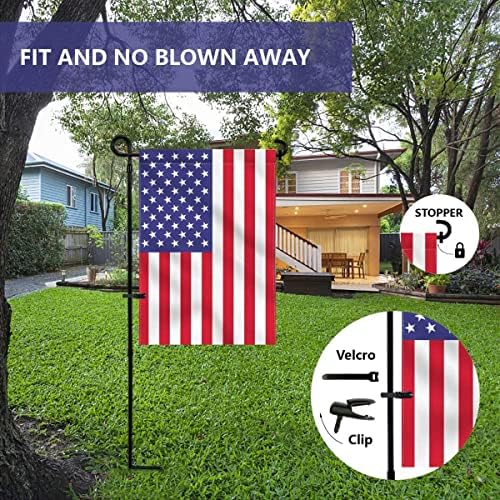 YEAHOME 2PC Garden Flag Holder Stand, Weather-Proof Yard Flag Pole Black Metal Powder-Coated Flagpole with Tiger Clip and Rubber Stopper for Garden Flags Outdoor Decorations - Image 3
