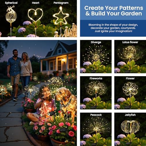 2Pack Solar Lights Outdoor, 120LED Firework Lights - Image 5