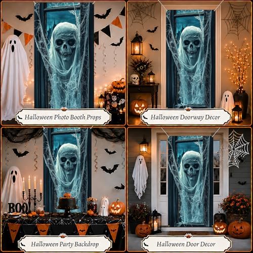 35.4" x 70.8" Halloween Door Cover, Haunted House Front Door Decor - Image 5
