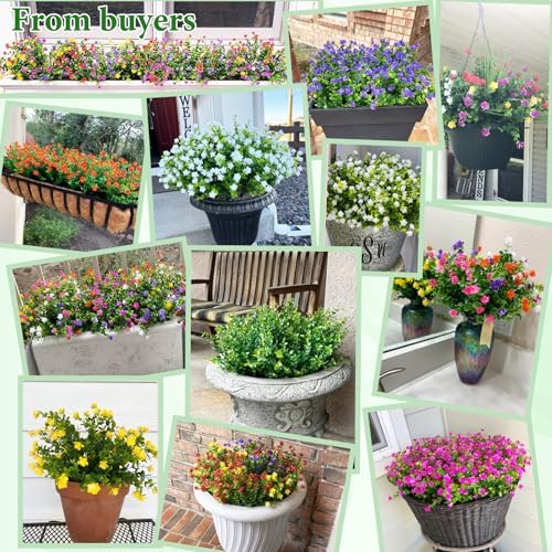 Yastouay Artificial Flowers for Outdoors UV Resistant, 34 Bundles Fuchsia Realistic Fake Outdoor Flowers Fake Plants, Faux Flowers for Outdoor Planters Front Porch Garden Window Box Farmhouse Decor - Image 6