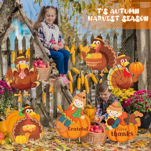 Thanksgiving Yard Outdoor Decorations Fall Pumpkin Turkey Signs - Image 6