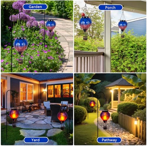 Gradient Solar Hot Air Balloon Lantern with Flickering Flame - Image 6