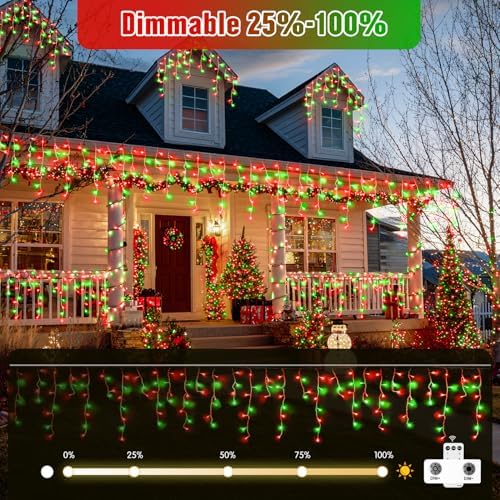 JMEXSUSS 400 LED 38.8ft Red and Green Christmas Icicle Lights Outdoor - Image 4