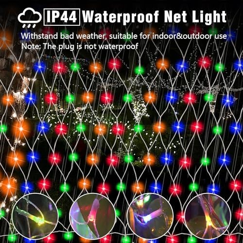 (Upgraded) Outdoor Christmas Lights, 360 LED Sturdy Christmas Net String Lights, 12x5Ft 8 Light Modes Christmas Decoration Lights for Backyards, Gardens, Bushes, Lawns, Patio, New Year - Multicolored - Image 3