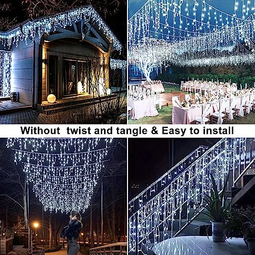 400 LED Icicle Lights for Outside 33FT White Christmas Lights Outdoor - Image 7