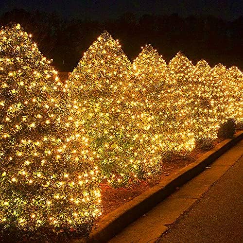 Funpeny Christmas Net Lights, 9.8ft x 6.6ft 200 LED Mesh Decor Clear Wire with 8 Modes Waterproof Connectable Xmas Decorations for Outdoor Outside Bushes Yard Lawn Patio Tree Garden Party (Warm White) - Image 6