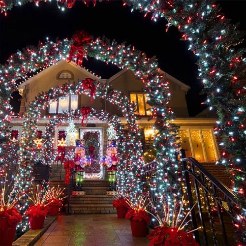 LJLNION 300 LED Valentines Lights, Extra Long 98.5FT Christmas String Lights Outdoor Indoor, 8 Lighting Mode, Plug in Waterproof Fairy Light for Wedding Party Bedroom Garden Decorations (Red & White) - Image 4