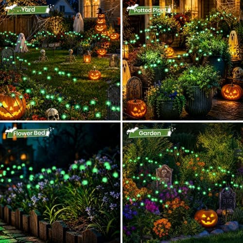 Solar Halloween Lights(4Pack 40LED), Green Outdoor Halloween Decor - Image 5