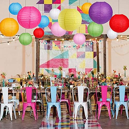 Round Hanging Paper Lanterns Rainbow Party Decorations 15pcs - Image 5