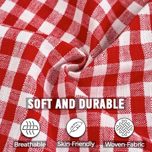Red and White Gingham Plaid Christmas Throw Pillow Covers 24x24 Set of 2 - Image 3