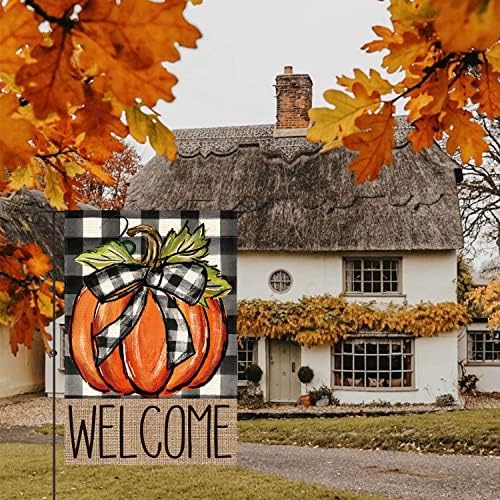 AVOIN colorlife Fall Thanksgiving Pumpkin Welcome Garden Flag 12x18 Inch - Image 3