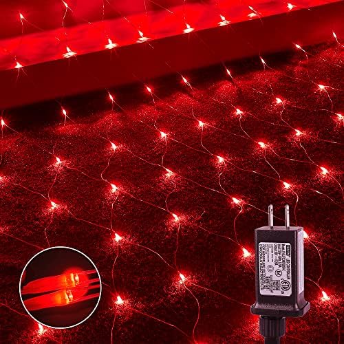 woohaha Red 192LED 9.8ftx6.6ft Christmas Outdoor Net Mesh Lights for Bushes by Woohaha