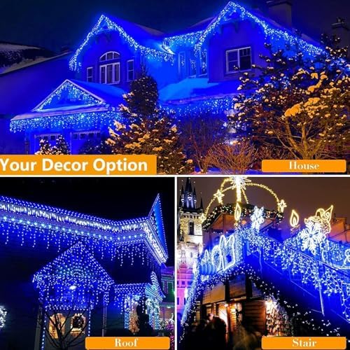 Joomer 66FT Christmas Icicle Lights Outdoor Non-Connectable Blue - Image 6