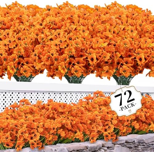 ColoPlay Artificial Mums for Outdoors, 72 Bundles Fake Flowers Fall Decor by ColoPlay