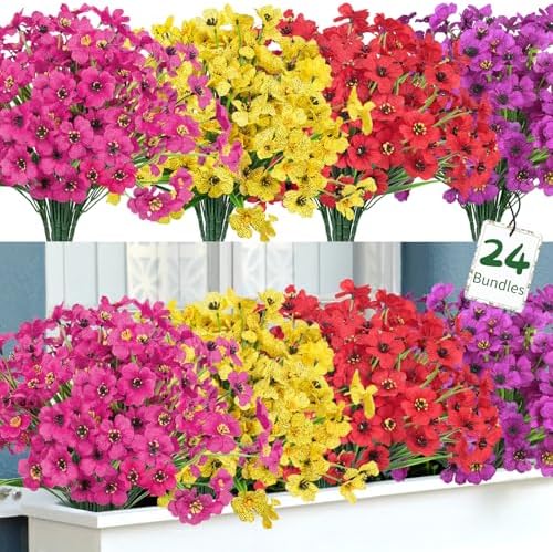 Ouddy Decor 24 Bundles Artificial Flowers for Outdoors Decor, Multicolor by OuddyDecor
