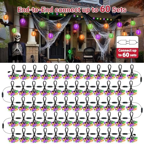 LAMPHOME LED Outdoor String Light, 26Feet Patio Lights with 12+1Edison Shatterproof Bulbs(1Spare), UL Waterproof Outside Lights connectable Dimmable for Backyard Porch Decor,Orange/Purple/Green - Image 6