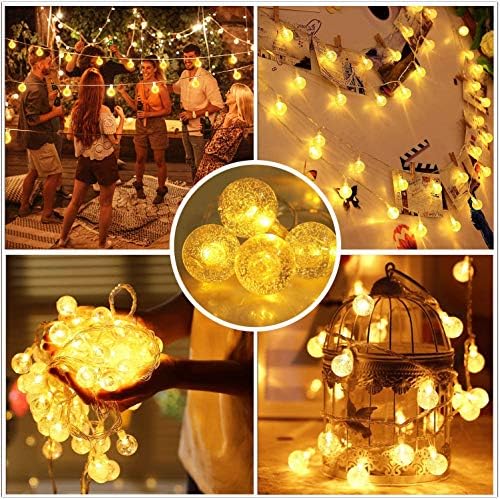 Battery Operated Globe String Lights,Water Proof 33 FT 80 LED Crystal Ball String Lights 8 Modes With Remote Control ,Indoor Outdoor LED Fairy Lights for Home, Christmas, Party Patio, Warm White - Image 4