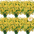 20 Bundles Artificial Flowers for Outdoors Fake Plants, Yellow by Besteek