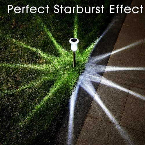 Eyrosa Solar Outdoor Lights, 10 Pack Waterproof Stainless Steel Solar Stake Lights for Pathway Garden Yard Path Walkway Driveway Lawn Patio Outside Decor, Cool White - Image 2