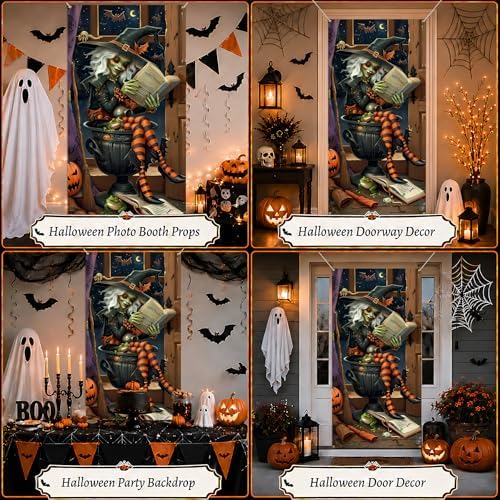 35.4" x 70.8" Halloween Door Cover, Haunted House Front Door Decor - Image 5