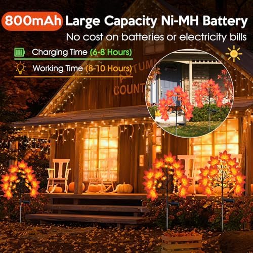 Fall Solar Lights Outdoor Solar Powered Fall Stakes Thanksgiving Decoration - Image 2