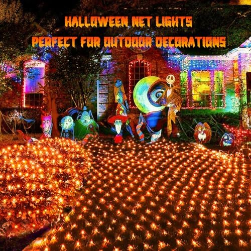 JMEXSUSS 360 LED Halloween Net Lights, Orange, 12ft x 5ft - Image 2