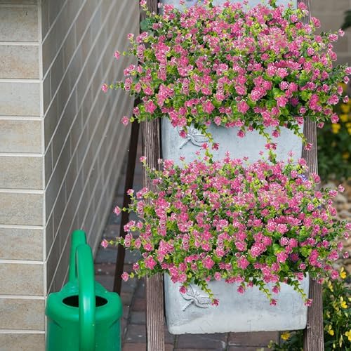 NETAP Outdoor Artificial Flowers UV Resistant, 20 Bundles Fake Realistic Floral Greenery Plants for Outside Porch, Window Boxes, Garden, Yard, Inside Home Table Decor, Pink - Image 4