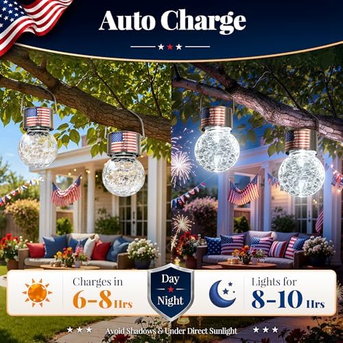 GIGALUMI Solar Hanging Lights for Outside Solar Lanterns Outdoor Waterproof - Image 4