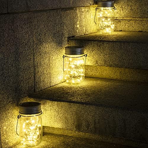 GIGALUMI Hanging Mason Jar Solar Lights, 6 Pack 30 Led Hanging Lantern - Image 4