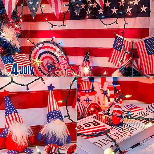 Hopolon Red White and Blue Mini Lights,2PACK Total 100Count 26FT,Green Wire - Image 5