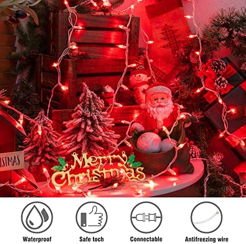 Hopolon Red Christmas Lights, 2 Pack Total 100 Count 26 FT,White Wire - Image 3