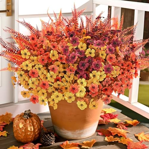 Artificial Mums for Outdoors, Artificial Fall Flowers, 30Pcs Fake Mums by Waipfaru