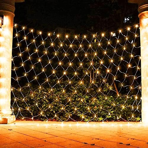 Funpeny Christmas Net Lights, 9.8ft x 6.6ft 200 LED Mesh Decor Clear Wire with 8 Modes Waterproof Connectable Xmas Decorations for Outdoor Outside Bushes Yard Lawn Patio Tree Garden Party (Warm White) - Image 4