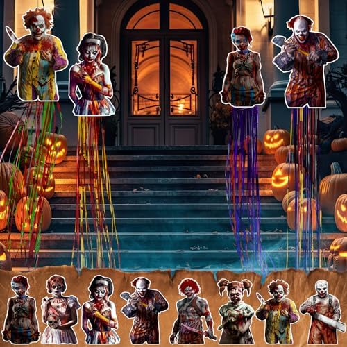 DoubleFill 8 Pcs Zombie Halloween Hanging Decorations, Windsocks Clown - Image 5