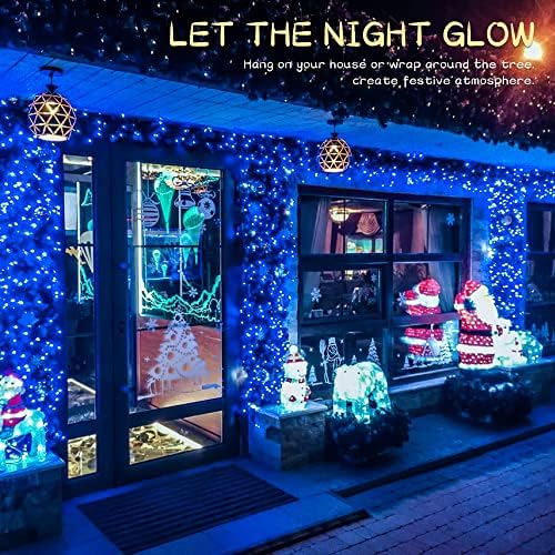 woohaha Blue Christmas Lights Indoor,2 Pack 13FT 50 Count Green Wire - Image 2