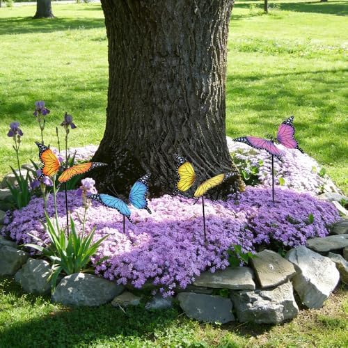 hogardeck Garden Decor for Outside, Set of 4 Metal Butterfly Decorative Garden Stakes for Spring Decor, Yard Art Garden Decorations for Outdoor Lawn Pathway Patio - Image 4