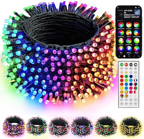 Dazzle Bright Smart Christmas String Lights, 98FT 300 LED RGB Color Changing String Lights with Remote & App Controlled, Halloween Decorations for Indoor Outdoor Holiday Xmas Tree Party Decor by DazzleBright