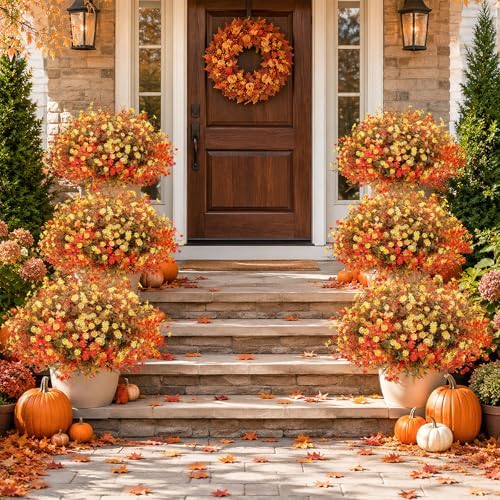 36 Bundles Artificial Fall Flowers for Outdoors Decor, Fake Mums Plants - Image 5
