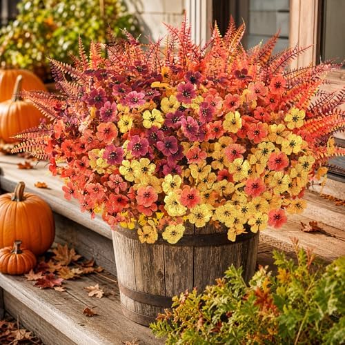 Artificial Mums for Outdoors, Artificial Fall Flowers, 30Pcs Fake Mums - Image 6